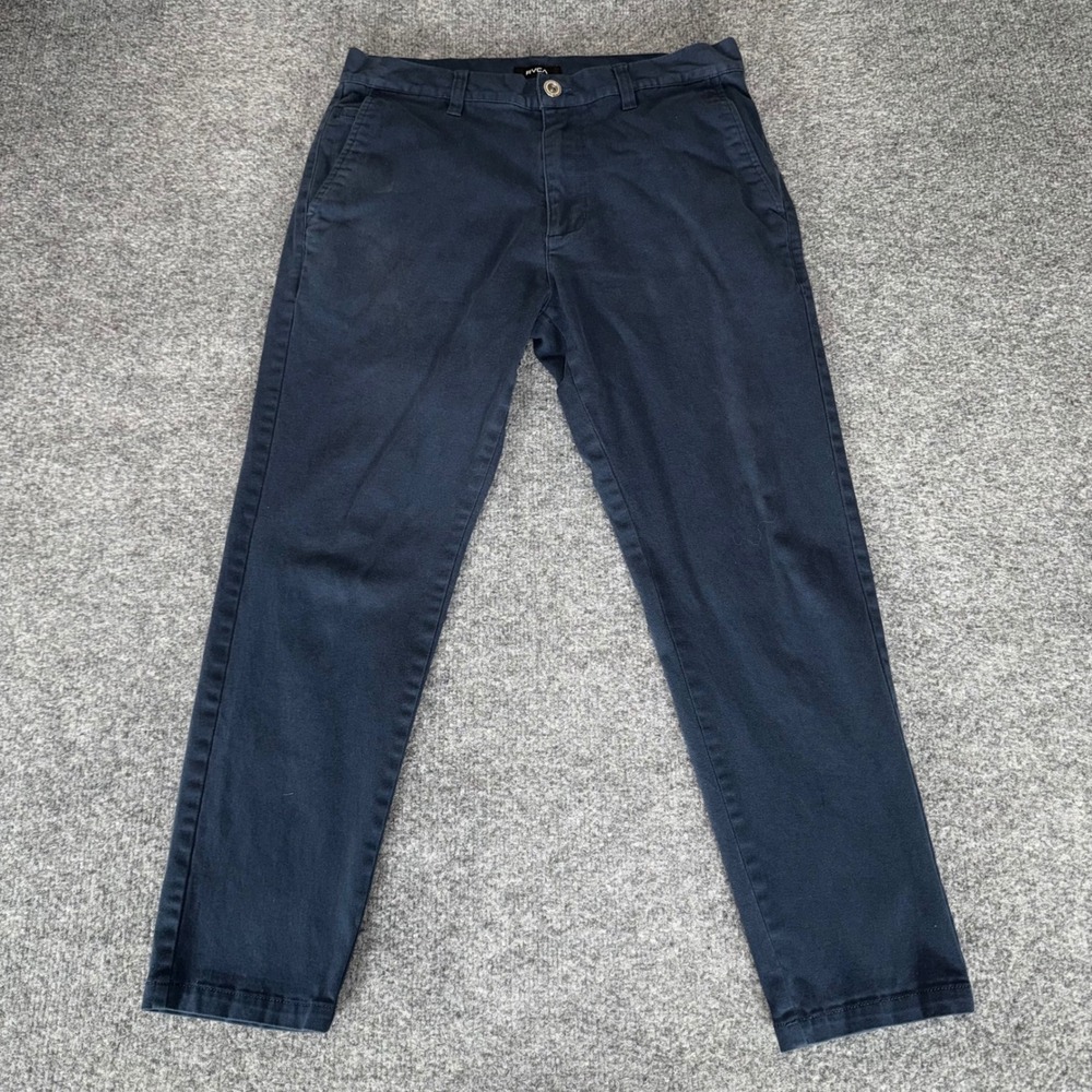 RVCA Hitched Fit Chino Pants Mens 31x25 Navy‎ Blue Skate Casual Stretch